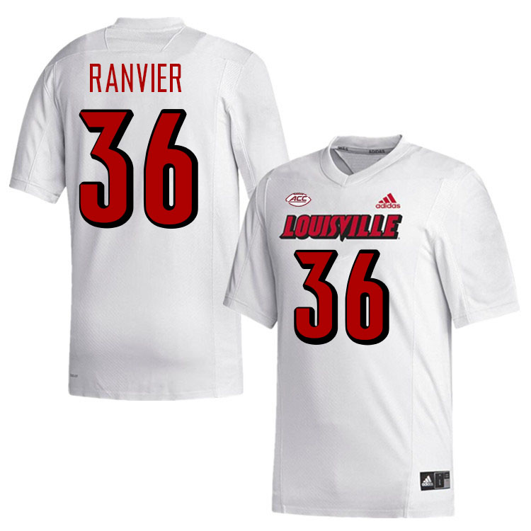 Men #36 Cooper Ranvier Louisville Cardinals College Football Jerseys Stitched-White